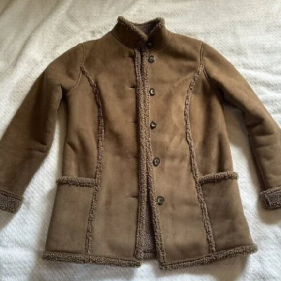L.L. Bean Small Suede Sherling Coat - Picture 1 of 4